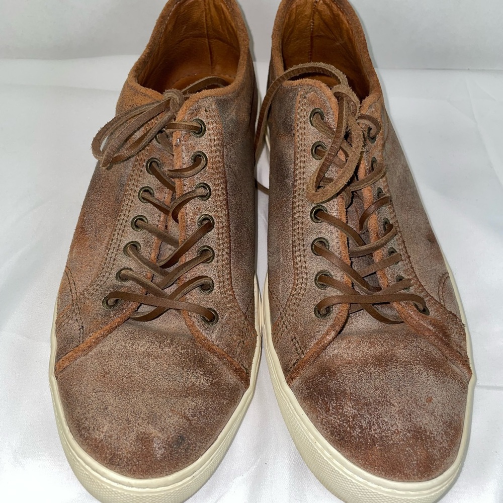 Frye Walker Low Top Sneakers Mens 10 M Brown Distressed Leather 780003